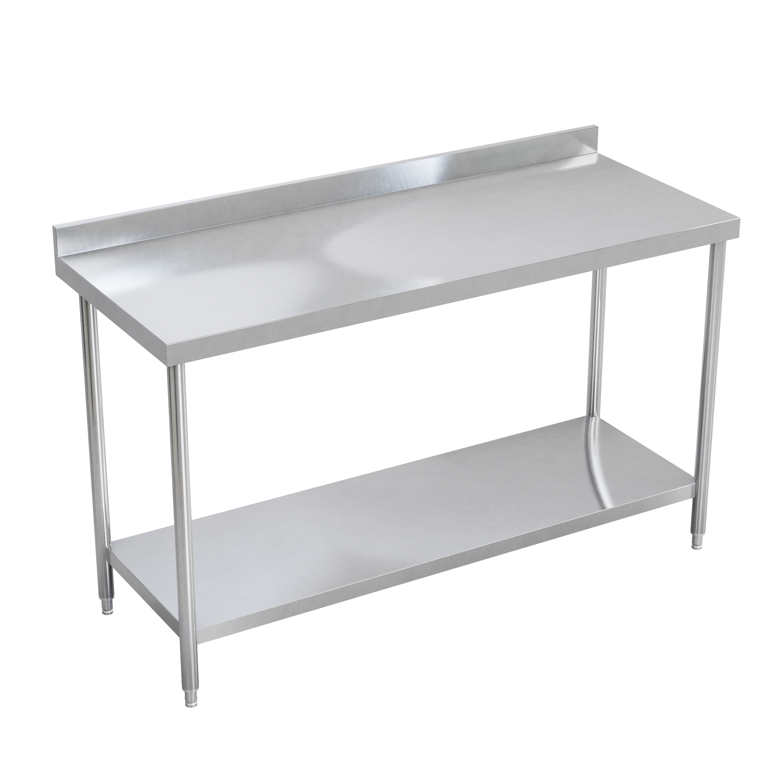 Mesa con salpicadero 1 entrepaño pata redonda