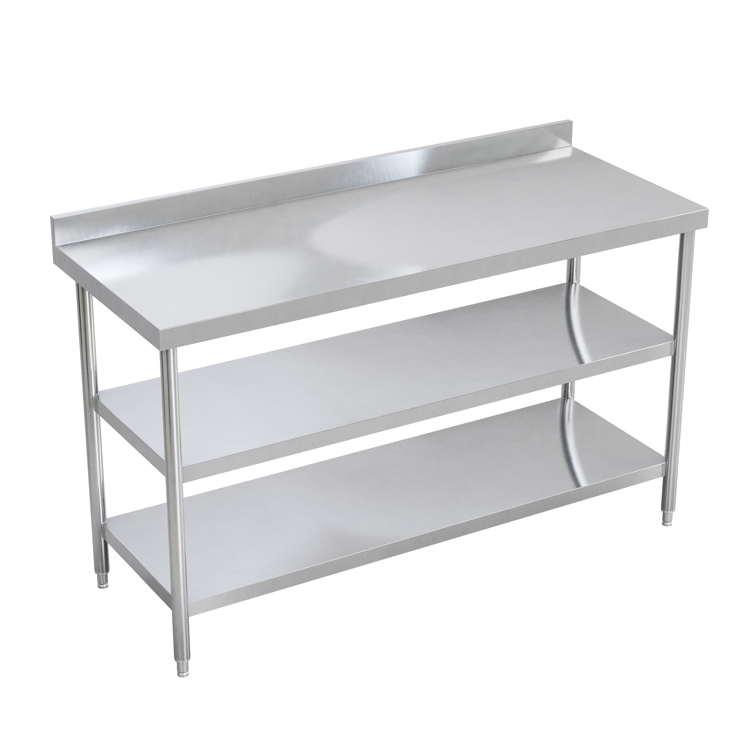 Mesa con salpicadero doble entrepaño pata redonda