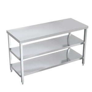 Mesa Lisa con doble Entrepaño pata cuadrada