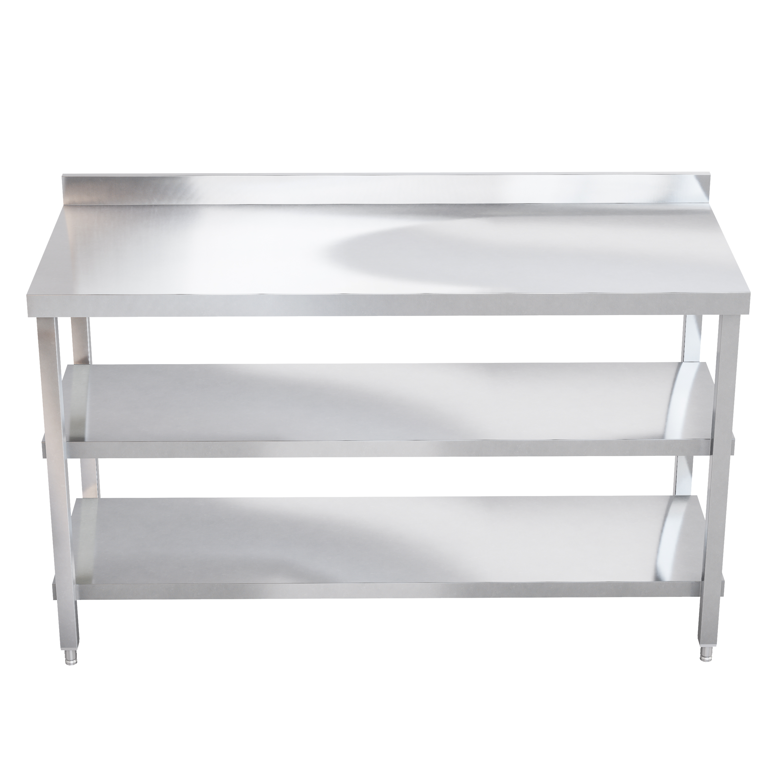 Mesa con salpicadero doble entrepaño pata cuadrada - Imagen 2