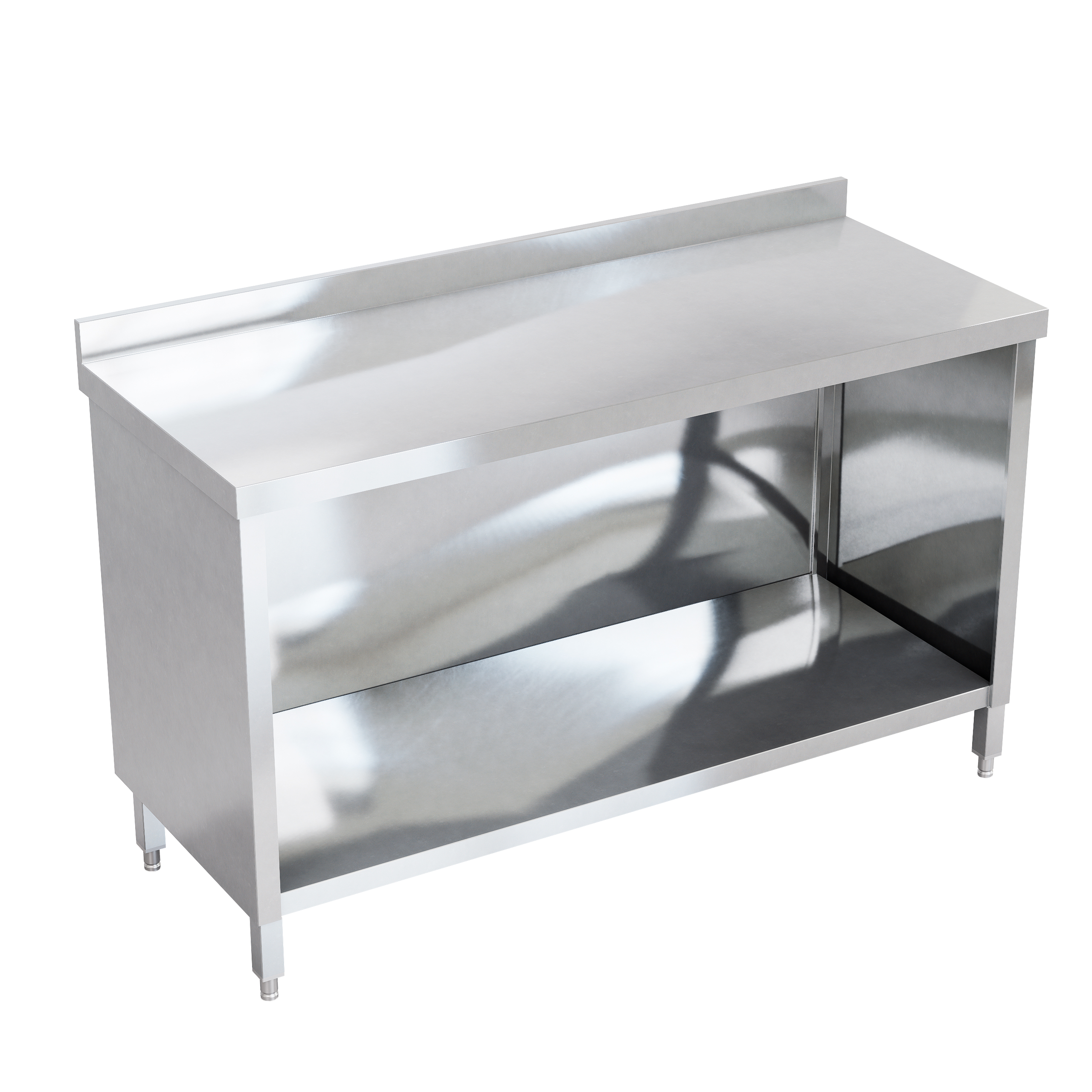 Mesa tipo nave 1 entrepaño con salpicadero
