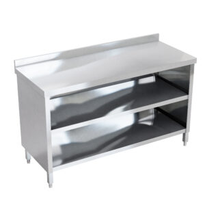 Mesa tipo nave 2 entrepaños con salpicadero