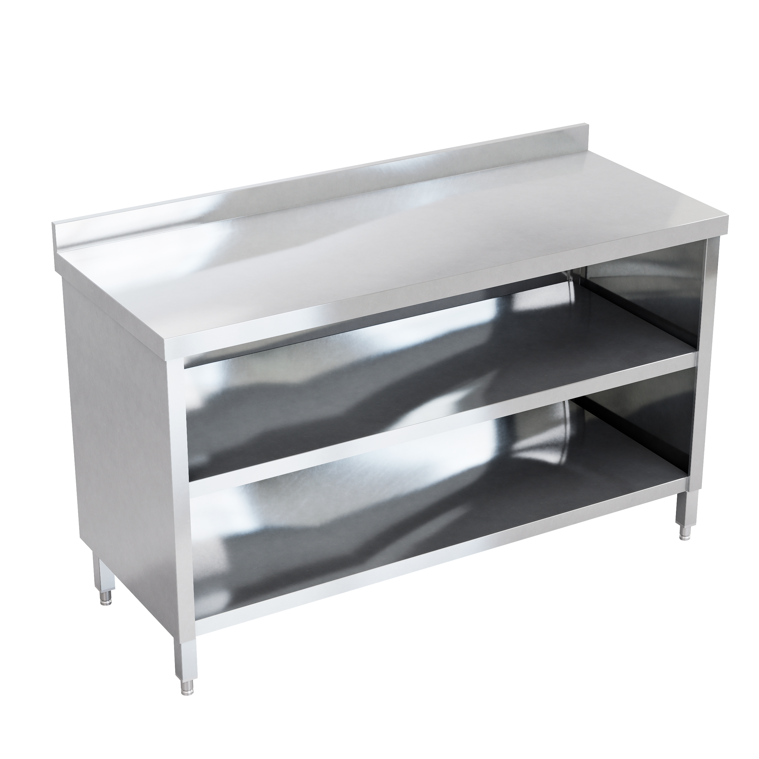 Mesa tipo nave 2 entrepaños con salpicadero