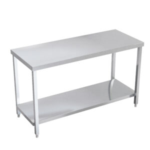 Mesa lisa con entrepaño pata cuadrada