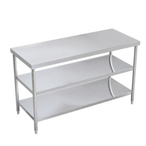 Mesa Lisa con doble Entrepaño pata cuadrada redonda